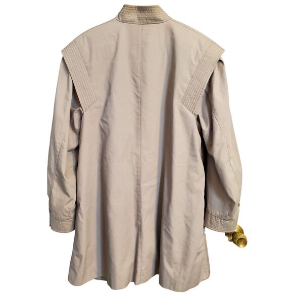 1980s Fleetstreet Size 14 Khaki Trench Coat Women’s Tan Vintage Jacket Classic - Picture 3 of 10